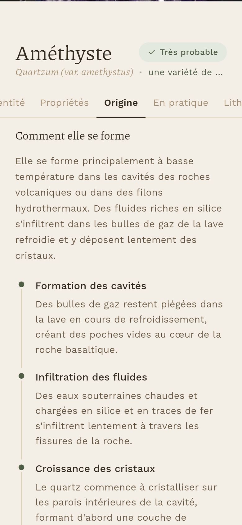 L'origine du minéral, expliquée étape par étape.